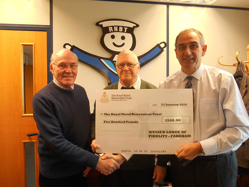 The Wessex Lodge of Fidelity Donation to the Royal Navy Benevolent Trust